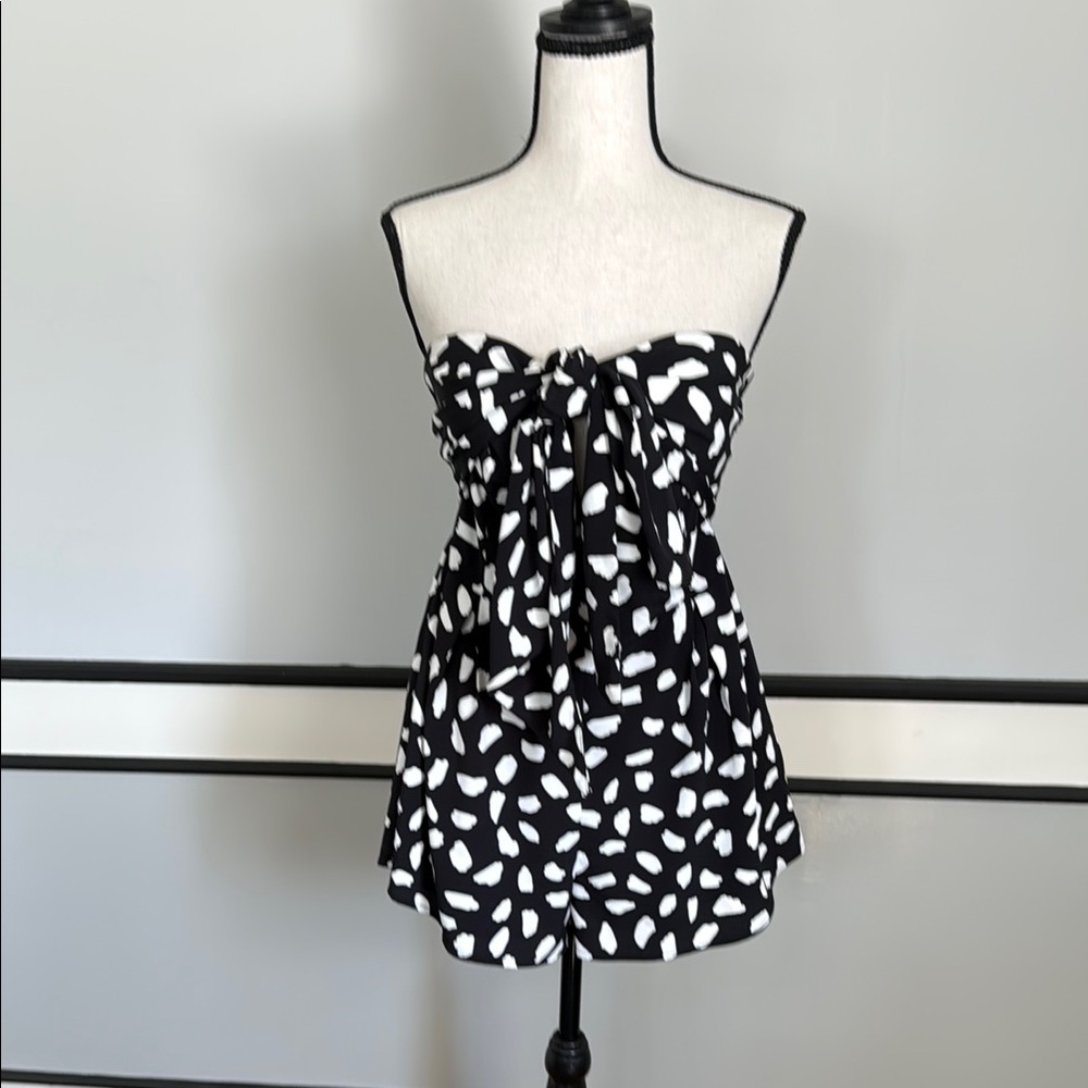 Lulu's Black and White Strapless Romper